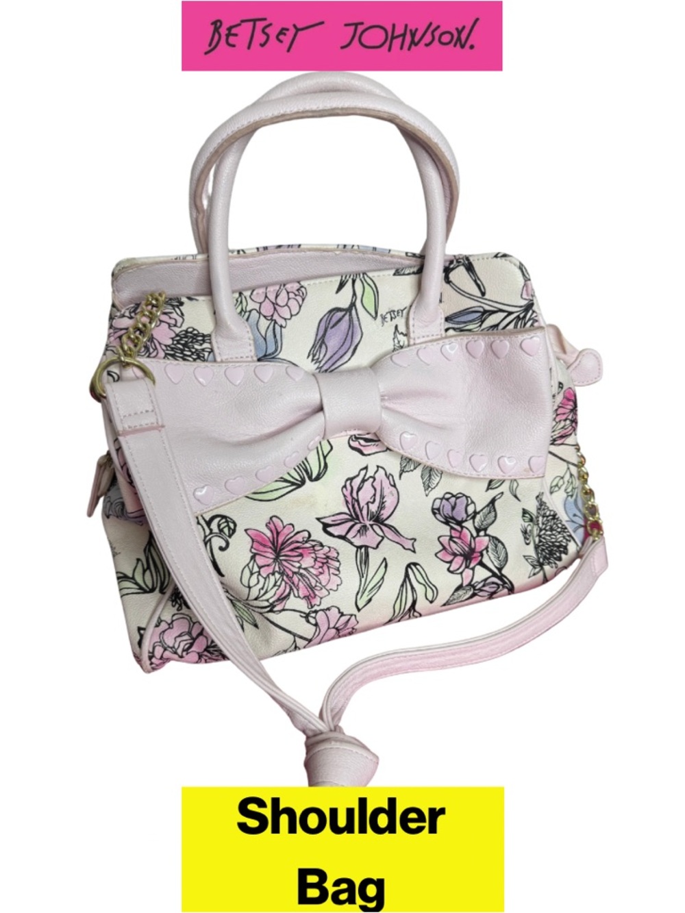 Betsey Johnson Pink Floral Bow Shoulder Bag